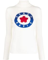KENZO - Pull En Maille À Logo Intarsia - Lyst