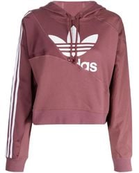 adidas - Cropped Drawstring Hoodie - Lyst