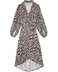 Ganni - Floral-Print Wrap Midi Dress - Lyst