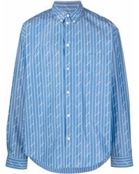 Balenciaga - Striped Logo-print Shirt - Lyst