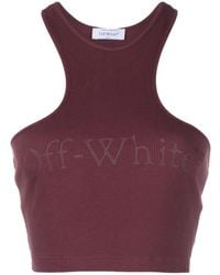 Off-White c/o Virgil Abloh - Logo-Print Ribbed-Knit Racerback Top - Lyst