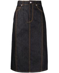 McQueen - コントラストステッチ デニムスカート - Lyst