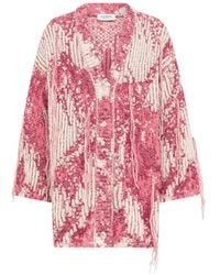 Laneus - Jacquard-Knit Fringed Cardigan - Lyst