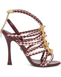 Roberto Cavalli - Braided-Leather Jewel-Embellished Sandals - Lyst