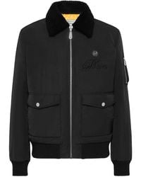 Philipp Plein - Faux-Shearling-Collar Bomber Jacket - Lyst