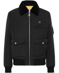 Philipp Plein - Faux-Shearling-Collar Bomber Jacket - Lyst