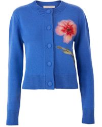 Carolina Herrera - Floral-Embroidered Cardigan - Lyst