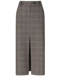 Pinko - Front Slit Plaid Midi Skirt With Tailored Fit - Lyst