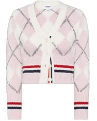 Thom Browne - Argyle-Intarsia Merino-Wool Shrunken Cardigan - Lyst