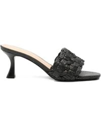 Guess - Woven-Strap Square-Toe Heeled Sandals - Lyst