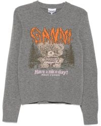 Ganni - Graphic-Intarsia Sweater - Lyst