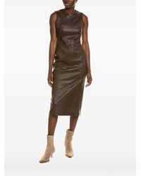 Brunello Cucinelli - Sleeveless Leather Midi Dress - Lyst