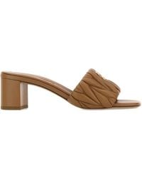 Miu Miu - Quilted Heeled Leather Sandals - Lyst