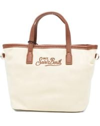 MC2 Saint Barth - Mini City Logo-Embroidered Contrast-Trim Tote Bag - Lyst