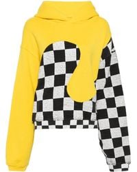 ERL - Check-Pattern Panelled Cotton Hoodie - Lyst