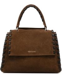 Orciani - Braided-Trim Suede Shoulder Bag - Lyst