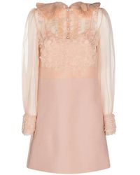 Valentino Garavani - Crepe Couture Embroidered Mini Dress - Lyst