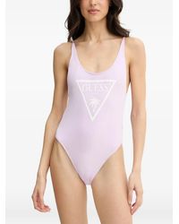 Guess - Logo-Print Scoop-Neck Swimsuit - Lyst