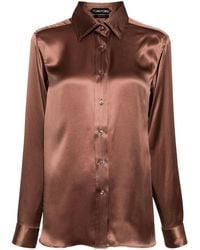 Tom Ford - Long-Sleeved Silk-Satin Shirt - Lyst