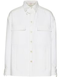Valentino Garavani - Flower-appliqué Cotton Shirt Jacket - Lyst