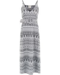 Framed Printed Midi Dress - Metallic