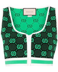 Gucci - Viscose GG Jacquard Crop Top - Lyst