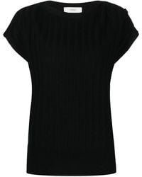 Pringle of Scotland - Ribbed-Knit Short-Sleeved T-Shirt - Lyst