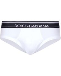 Dolce & Gabbana - Katoenen Slip Met Logoband - Lyst