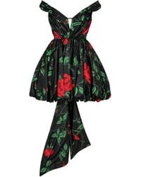 Blumarine - Rose-Print Taffeta Mini Dress - Lyst
