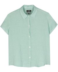 A.P.C. - Short-sleeves Linen Shirt - Lyst