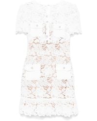 Self-Portrait - Short Dress With Floral Lace - Lyst