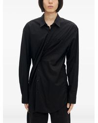 Ann Demeulemeester - Gedrapeerd Katoenen Overhemd - Lyst