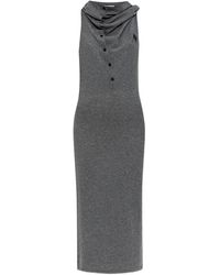 The Attico - Cowl-Neck Buttoned Midi Dress - Lyst