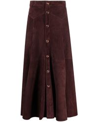 Chloé - Button-up Suede Skirt - Lyst