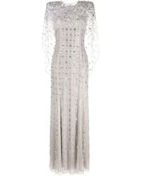 Jenny Packham - Nettie Cape-effect Embellished Sequined Tulle Gown - Lyst