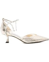 Jimmy Choo - Pointed Toe Ankle Strap Heels With Embellished Detail - Lyst