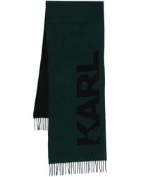KARL LAGERFELD - Fringed Logo-Detal Scarf - Lyst