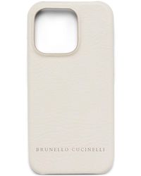 Brunello Cucinelli - Logo-debossed Leather Phone Cover - Lyst