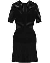 Balmain - Sheer-Panel V-Neck Mini Dress - Lyst