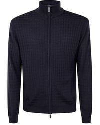 Emporio Armani - Full Zip Turtle Neck Sweater - Lyst