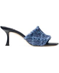 Jimmy Choo - Alexia 70 Crosshatch Denim Sandals - Lyst
