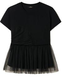 Twinset - T-Shirt mit Tüllsaum - Lyst