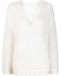 Dorothee Schumacher - V-Neck Open-Knit Sweatshirt - Lyst