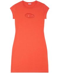 DIESEL - Logo Cotton Mini Dress - Lyst