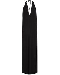 KARL LAGERFELD - Maxi Dress With Deep V-Neckline And Open Back - Lyst
