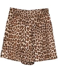 P.A.R.O.S.H. - Leopard-Print Elastic-Waist Short Shorts - Lyst