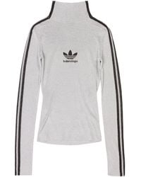 Balenciaga - X adidas Lurex-T-Shirt mit Stehkragen - Lyst