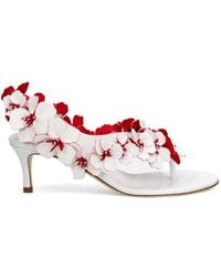 Rabanne - Floral-Detail Leather Sandals - Lyst