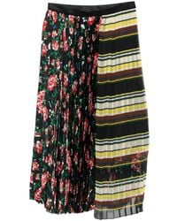 Sacai - Floral-Print Pleated-Design Midi Skirt - Lyst