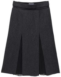 Prada - Double Wool Midi-Skirt - Lyst